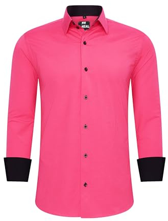 R-Neal Business-Hemd Herren Kontrast Hemd Hochzeit-Hemd Slim Fit Hemden Stretchhemd S - 4XL G44