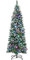 HOMCOM 6FT Tall Prelit Pencil Slim Artificial Christmas Tree with Realistic Branches, 300 Colourful LED Lights and 618 Tips, Xmas Decoration, Green