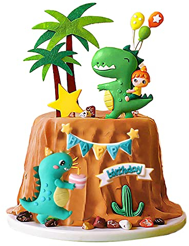 Gyufise 10 Pack Dinosaur Cake Decorations Dinosaur Babyshower Happy Birthday Cupcake Topper Dinosaur Cake Toppers for Kids Birthday Baby Shower Party Supplies