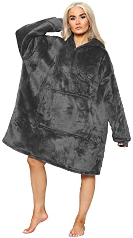 MS9 Women's Oversized Hoodie Wearable Blanket Hoodie Top With Sherpa Lining