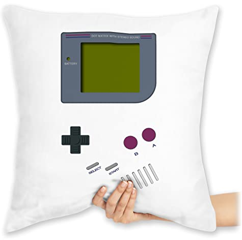 Kissen 40x40 Zierkissen - Karneval & Fasching - Gameboy | Nerds - 40 x 40 cm - Weiß - fasching- 90 kissenhülle carnevale 90s karnevals 90's faschings 90‘s verkleidet game carnival 90er karneva