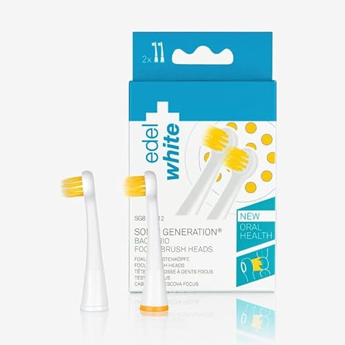 edel+white Focus Brush Head Duo SG8 Bürstenköpfe für elektrische Zahnbürste I Zahnbürstenaufsatz x 2 I Geeignet für alle edel+white Schall Zahnbürsten