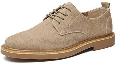 Zapatos Oxford de piel auténtica con cordones para hombre, zapatos de vestir casuales, Arena, 37.5 EU