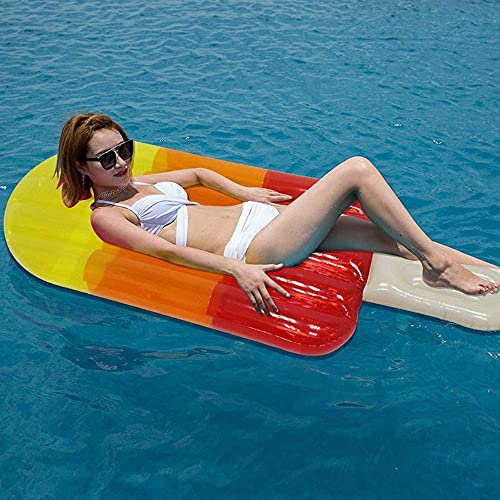 FBITE Schwimmring Luftmatratzen Dreifarbiges transparentes EIS am Stiel Schwimmendes Reihenwasser Aufblasbares Schwimmbett Schwimmring Wasserspielzeug für Erwachsene