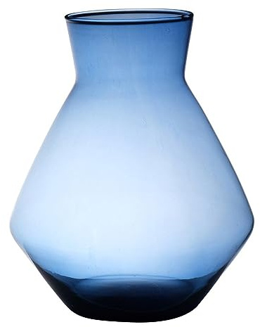 INNA-Glas Blumenvase RAMUNDA aus Glas, recycelt, blau-klar, 30 cm, Ø 25 cm | Farbige Vase