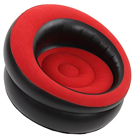 Aufblasbarer Sofa-Stuhl, Beflocktes Luftsofa, Aufblasbare Sofas, Aufblasbarer Lounge-Sessel für Wohnzimmer, Schlafzimmer, Lesezimmer, Büro, Balkon, Camping, Reisen (Rot)