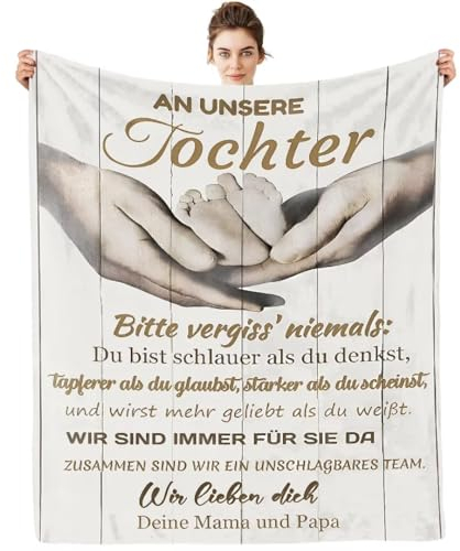 ARRITS Personalisierte Nachricht Brief Decke An Meine Tochter Von Mama Papa, Super Weiche Flanell Kuscheldecke für Tochter, Witziges Weihnachten Abschluss Geburtstag Geschenke für Tochter