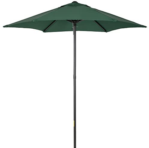 Outsunny Sombrilla de Terraza Exterior Ø2x2 m Parasol de Terraza Exterior con Techo de Ventilación y Poste Desmontable de Aluminio Sombrilla para Jardín Patio Verde