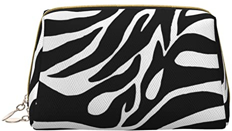 OPSREY Trousse de toilette en cuir de vache avec imprimé - Portable - Trousse de toilette, Zébré, Taille unique