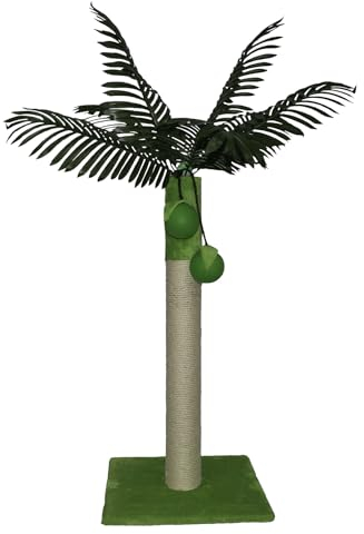 TresGatos Árbol Poste Rascador Gato Hecho España 130cm Alto Cuerda Sisal Palmera (Verde, 130cm)