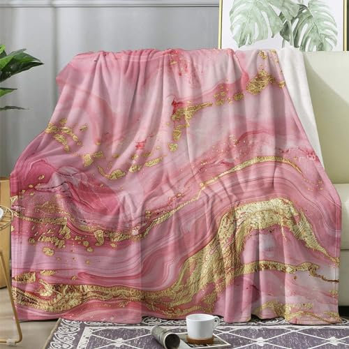 ZDABAOEC Plaid Polaire, Motif Marbre Rose Or, Couverture Lit 1 Personne, Jete de Canape 150x200, Couvertures et Plaids Flanelle Ultra Doux