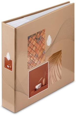 Hama Fotoalbum Einsteckalbum Nature (Memoalbum für 200 Fotos im Format 10x15cm, Fotobuch mit 100 Seiten, mit Beschriftungsfeld, Folientaschen, Platz für Speicherkarte, laminierter Kunstdruck) Braun