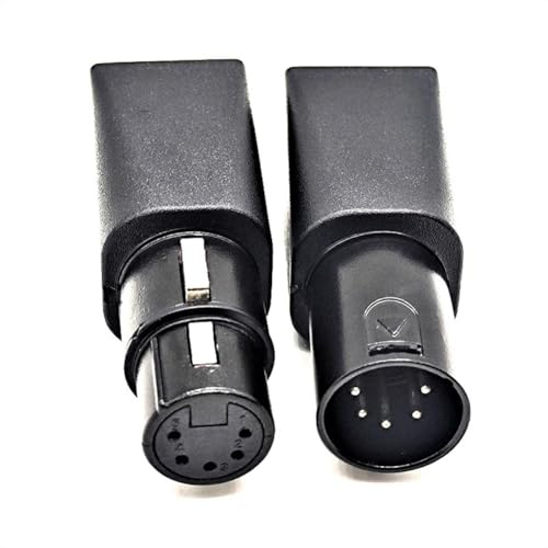 Cenei 1 Paar DMX-Zu-RJ45-Stecker, RJ45-Ethernet-Zu-5-Pin-XLR-DMX-Buchse und -Stecker-Adapter für Audio-Video, Einfache Installation, Langlebig