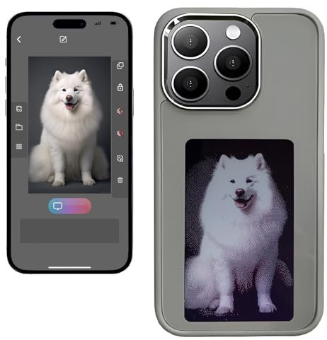 YATUO DIY E-Ink Phone Case for iPhone 14 Pro Max APP Operation Smart Photo Rear Projection Customiza Phone Case Instantly Display Photos On The Ink Screen Back Cover Personalize Your Phone case Gray