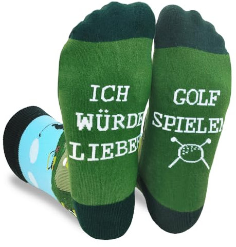 Zemolo Lustige Socken Geschenk für Männer ICH WÜRDE LIEBER GOLF SPIELEN Socken Witzige Weihnachten Ideen Geschenke Vatertag Männertag für Herren 43-46
