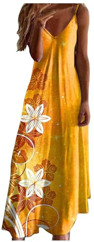 WVONIF Robe Femme été Fluide Boheme Chic et Rose Robe Décontractée à Manches Longues Femme Col Rond Bohème Fleurie MiniRobe Robe Imprimé Lâche Tunique Robe Robe Ete ( Orange, S