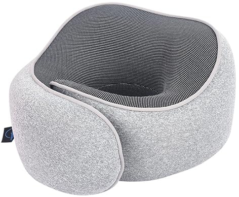 ByKhan Nackenkissen für Reisen und Alltag,Reise Gadgets,nackenkissen Flugzeug,reisekissen,Memory Foam Ergonomisch Weiches und hautfreundliches Design,Inklusive Schlafmaske,Ohrstöpsel,Tasche(Grey)