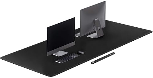 Cacoy Tapis de bureau en cuir PU, 180x80 cm Tapis de souris, Imperméable Sous-main de bureau en cuir, Grand bloc-notes de bureau Étanche pour le Bureau et la Maison, Noir