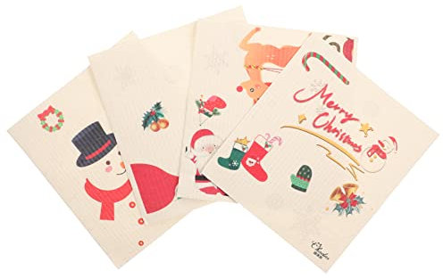 PRETYZOOM Weihnachts-geschirrtücher 4er-Pack Saugfähig Kratzfest Wiederverwendbar Leicht Zu Reinigen Für Küchenutensilien Geschirr Und Schüsseln