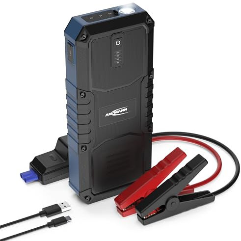 ANSMANN Starthilfe-Powerbank, 2500A, 12V Fahrzeugbatterien, kompakt, Starter-Powerbank, Auto,Motorrad,Boot, mit Lampe, 7L Benzin 4L Diesel, 3xUSB Anschluss