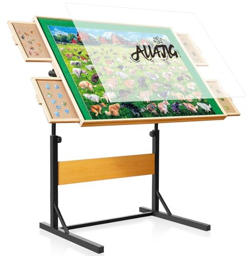 ALL4JIG Puzzle-Tisch für Erwachsene, 1500 Teile, Puzzle-Tisch aus Holz mit 4 Schubladen, verbesserte Stabilität und optimiertes leichtes Design, Puzzles für Erwachsene