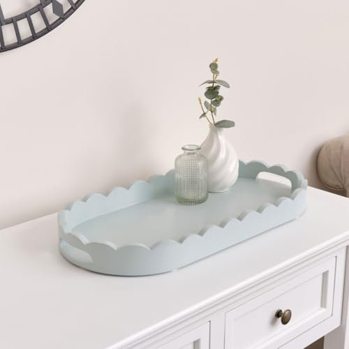 Melody Maison Pale Blue Oblong Scalloped Tray - 50cm
