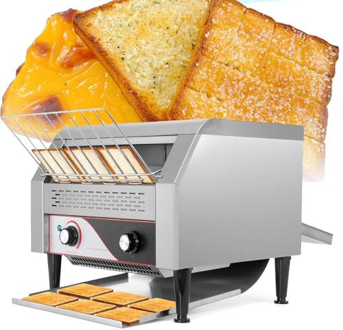 SAIYERUS Tostadora Profesional con transportador (7 Niveles de Velocidad, 3 parámetros de cocción, 2.200 W/2.600W, hasta 300/450 rebanadas de Pan por Hora),450PCS/Hour