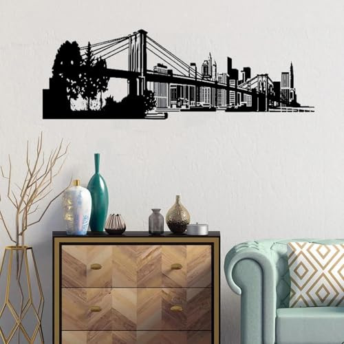 SABORR New York Skyline City View Wandaufkleber bewegliches Sofa Schlafzimmer Büro Hintergrund PVC-Wandbild