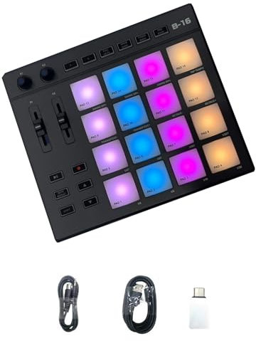 Beat Maker Machine, Type-C MIDI con 16 drum pad illuminati per la produzione musicale