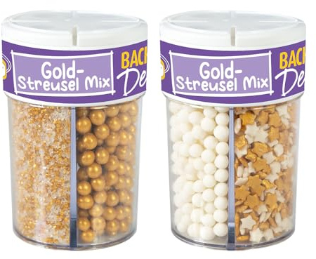 Günthart 1 Stück BackDecor Streusel Weihnachten GOLD Mix, Zuckerstreusel essbare Streusel Tortendeko, 1er Set (120 gr)