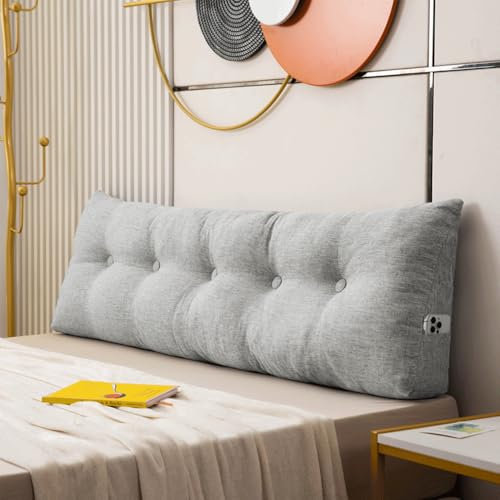 OHMG Rückenkissen, Lesekissen für Bett und Sofa, 160cm-Komfortables Wandkissen Bett, Bietet Optimalen Supportive Rückenkissen Bett, Bettkissen Rückenlehne mit Praktischen Seitentaschen 