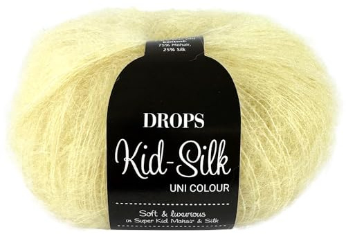 Frida's Wollhaus Drops 25 g Kid-Silk Mohair Seide Lacegarn Wolle Garn Stricken Häkeln 57 Farben (52 | Limonade)