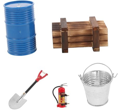 UPKOCH 5pièces Accessoires De Décoration Miniatures pour Crawler Inclus Seau Eau Pelles Boîte Bois Baril Huile Extincteur Compatible Bleu