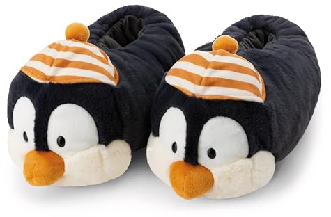 NICI Hausschuhe Pinguin Peppi 40-43 (L) - schwarz - Warme Kuscheltier Hausschuhe aus Plüsch für Kinder und Erwachsene, Tier-Schuhe mit Anti-Rutsch Sohle, Slippers
