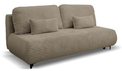 VENASI MÖBEL Ecksofa mit Schlaffunktion Etna, Braun Cordstoff | Sofa mit Bettkasten, Schlaffläche 150 × 205 cm, inkl. Kissen & Aufbauanleitung