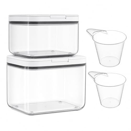 STARVAST 2 Stück Mehlbehälter mit Deckel 4,5 L und 2,8 L | Luftdichte Aufbewahrungsbox Küche für Mehl, Reis, Müsli, Zucker und trockene Lebensmittel.