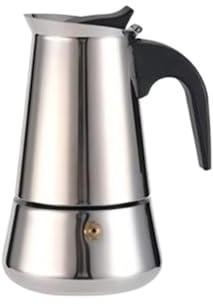 Cafetière italienne en acier inoxydable, type Moka, 9 tasses (44 cl), compatible avec les plaques de cuisson à gaz ou vitrocéramiques(300ml)