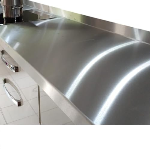 Edelstahl Arbeitsplatte mit Aufkantung| Edelstahl Arbeitstisch k240 geschliffen 1mm stark| Küchenarbeitsplatte | Abdeckung für 60 cm breite Trägerplatte 3 cm stark | Länge: 80 cm (800mm) lang
