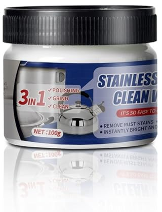 Stainless Steel Clean Wax and Polish, Rust Remover for Metal and Stainless Steel, Kitchen Cleaner Spray for Pots Sinks Ceramic Hob Stove, Metal Polish Paste Cream, Stainless Steel Scratch Remover
