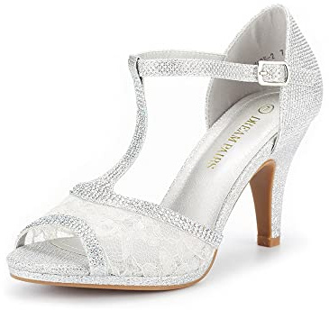 DREAM PAIRS Women's Amore Fashion Stilettos Kitten Heels Wedding Shoes for Bride AMORE_2,Size 5.5,Silver,AMORE_2