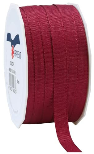 Taftband seidenmatt, Webkante, Dekoband, Geschenkband, Bordeaux 10 mm x 50 m, 1 Rolle(n)
