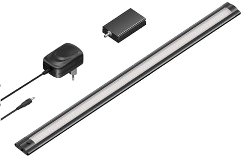 ledscom.de Smarte LED Unterbau-Leuchte SIRIS schwarz matt mit Netzteil und WLAN-Controller, flach, Smart-Home, Alexa-fähig, 50cm, 531lm, warmweiß