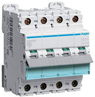 Hager - Disjoncteur 4P 25kA D-20A 4M