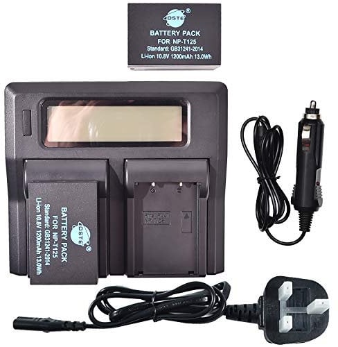 NP-T125 DSTE Replacement Battery (2-Pack) and Rapid LCD Dual Charger Compatible for Fujifilm GFX 50S GFX50S GFX 50R GFX50R GFX 100 Camera and Fujifilm VG-GFX1 Vertical Battery Grip