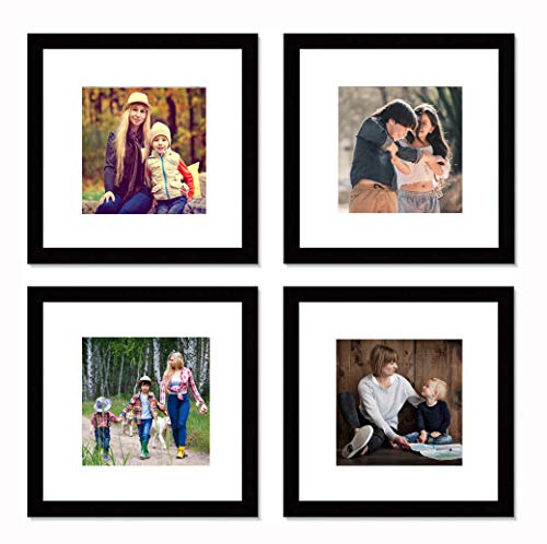 pojah 30,5 x 30,5 cm, schwarzes Bilderrahmen-Set, quadratischer Bilderrahmen mit Mattenanzeige, Bilder 20,3 x 20,3 cm oder 30,5 x 30,5 cm, PVC-Glas, für Wand, Zuhause, Büro (30,5 x 30,5 cm, schwarz)