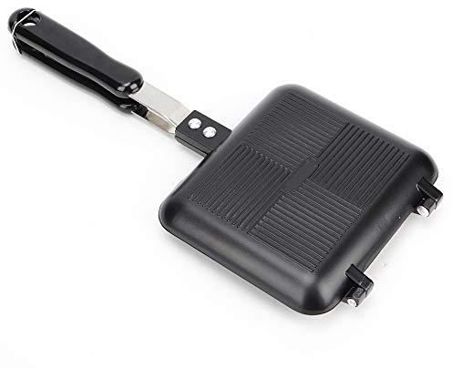 Poêle à crêpes 16 x 14 cm Poêle à frire longues poignées multifonction double face pour omelette pour collation