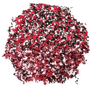 BEKATEQ Farbchips in Schwarz-Rot-Weiss 1kg, Dekochips, Farbflocken für Epoxidharz Bodenbeschichtung, 1K & 2K PU Bodenfarbe, Alkydharz Betonfarben - Garagenböden, Keller, Wohnraum, Werkstatt BK-130