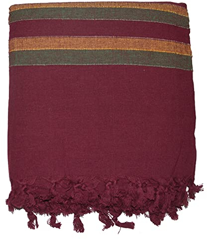 Orientalhaus Tagesdecke Nepal Bettüberwurf Baumwolle Wandbehang Vorhang Überwurf Decke Wohndecke (Weinrot-Grün-Gelb)