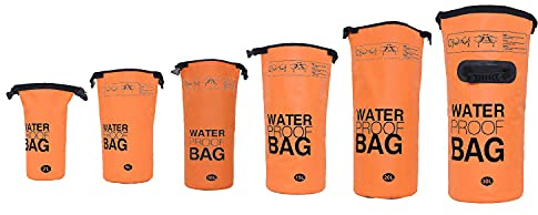 DonDon Dry Bag wasserdichte Tasche 2l, 5l, 10l, 15l, 20l, 30l Pack-Sack Beutel mit Schultergurt - orange 5 Liter
