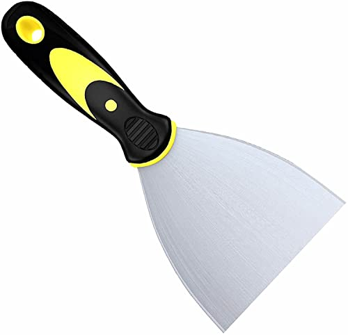 Stainless Steel Wall Scraper 3Inch Paint Stripper Filing Putty Knife for Wallpaper Drywall Decals Decorating Removal Painting Metal Blade Heavy Duty Soft Grip Handle Portable Tool Assorted Color (1)